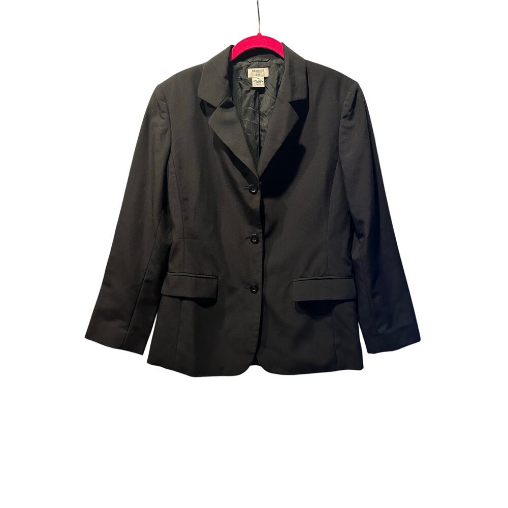 Brooks 346 Women’s Size 8 Blazer Suit Jacket Wool Blend Solid Black professional